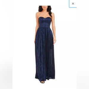 Dress the population - Audrina Plissé Maxi Gown Midnight Blue Size XL